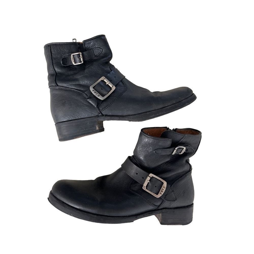 FRYE BROWN LEATHER Ankle Motorcycle Boots Women's Size 10 - Picture 6 of 9